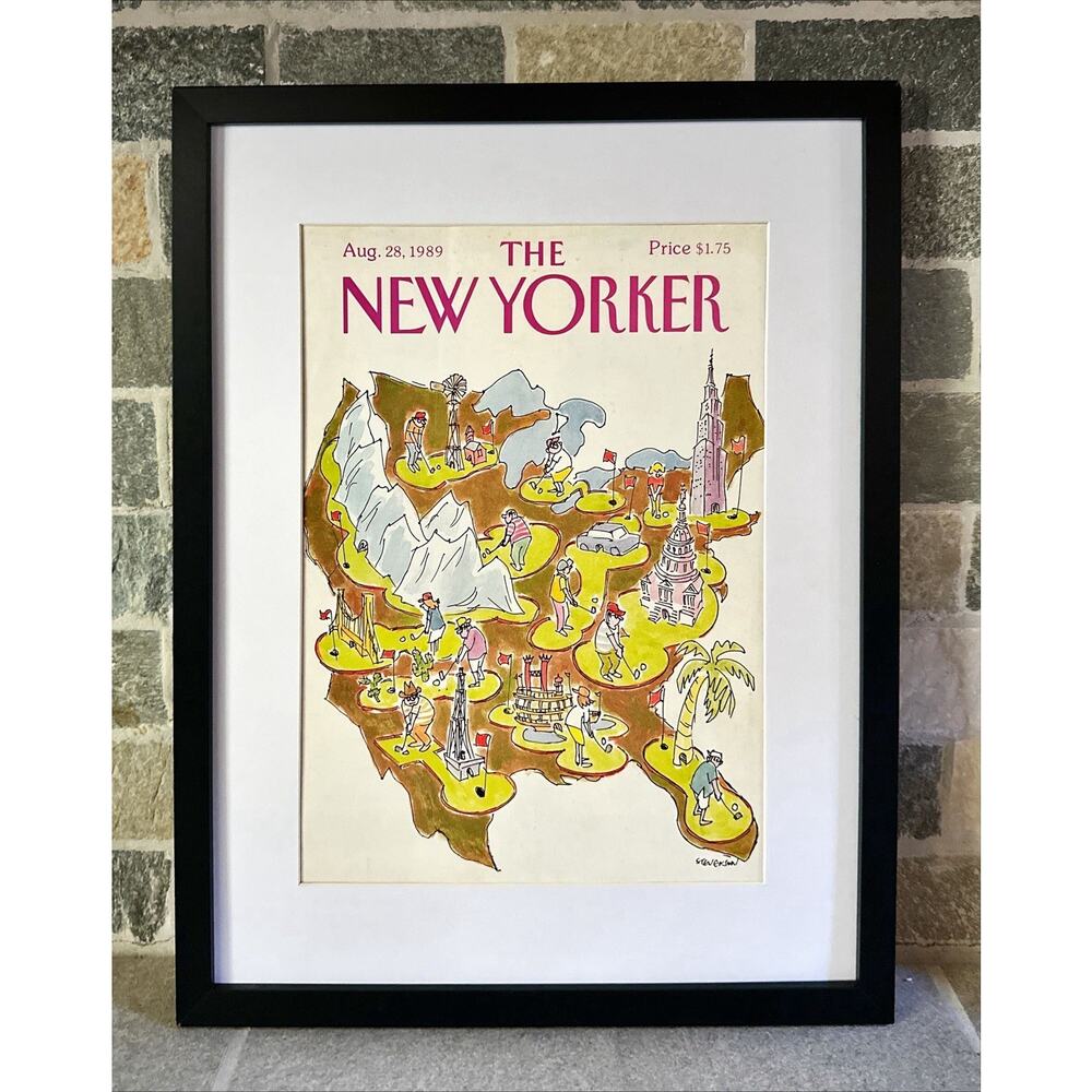 Framed 1989 The New Yorker Magazine August 28 Cover James Stevenson Mini Golf